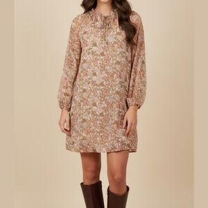 Floral Boho Orange Dress – Size Large